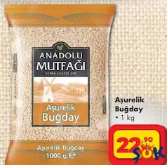 ANADOLU MUTFAĞI AŞURELİK BUĞDAY 1 KG fiyat ve kampanya bilgisi
